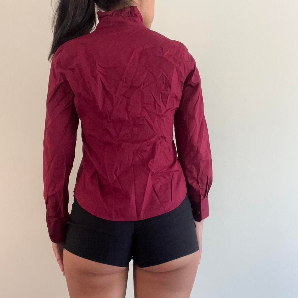 Burgundy red long sleeved top - Picture 5 of 7